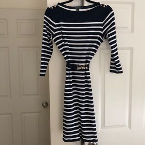 Ralph Lauren striped 3/4 sleeve dress.